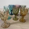 2023 Hot Sale Vintage Cocktail Wine Glass Cups Golden Edge Multi Colored Glassware Wedding Party Green Blue Purple Pink Goblets