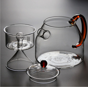 new design wholesale price 1200ml heat resistant glass tea pot with handle