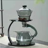 38Years Factory New Grey Color Design Glass Kettle Stovetop & Microwave Safe High Borosilicate Automatic Style Glass Tea Pot
