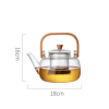 1L Borosilicate Glass Teapot Heat-resistant Kettle Flower Tea Set Bamboo Handle Teaware