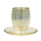 Professional Manufacture 120ml Home Coffee Double Wall Glass Cup with gold rim and decal design