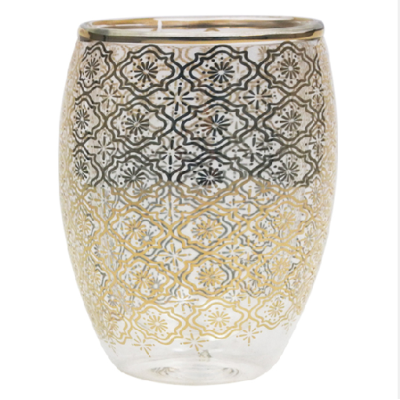 Professional Manufacture 120ml Home Coffee Double Wall Glass Cup with gold rim and decal design