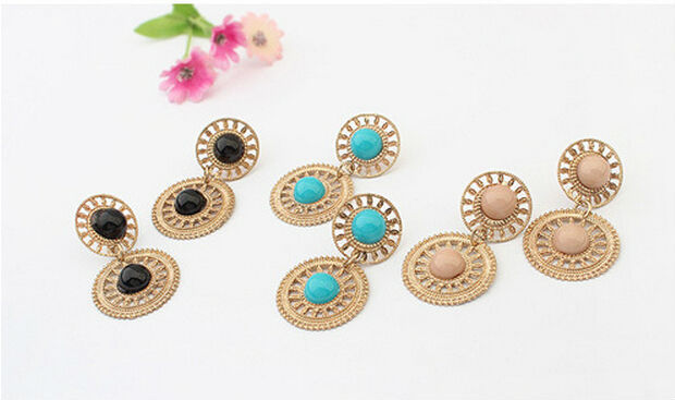 Trendy Round Hollow Stud Earrings For Women Party Jewelry