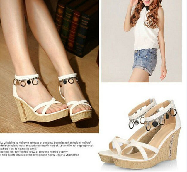 2014 high-heeled shoes women summer sandals with shoe chain Rome slope