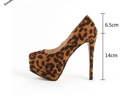 women pumps solid color woman high heeled platform square leopard shoes