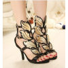 sexy high heels women gold leaf wedges shoes wing plat pumps flame sandals