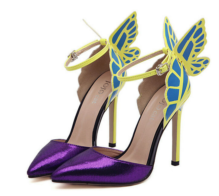 Europe and the United States Sophia vampire diaries butterfly wings patent leather women pumps high heeled shoes