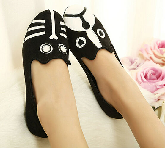 women's flat shoes alpargatas loafers casual cartoon suede flats shoes dog cat flats