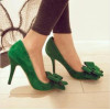 2014 Summer Pumps High heeled Platform Party Wedding Suede Bow shoes