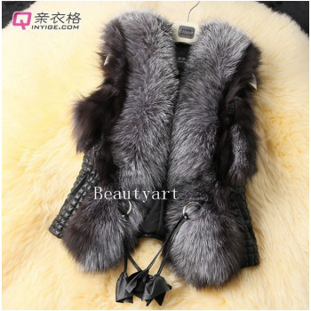 women coat fur vest leather vest outerwear plus size
