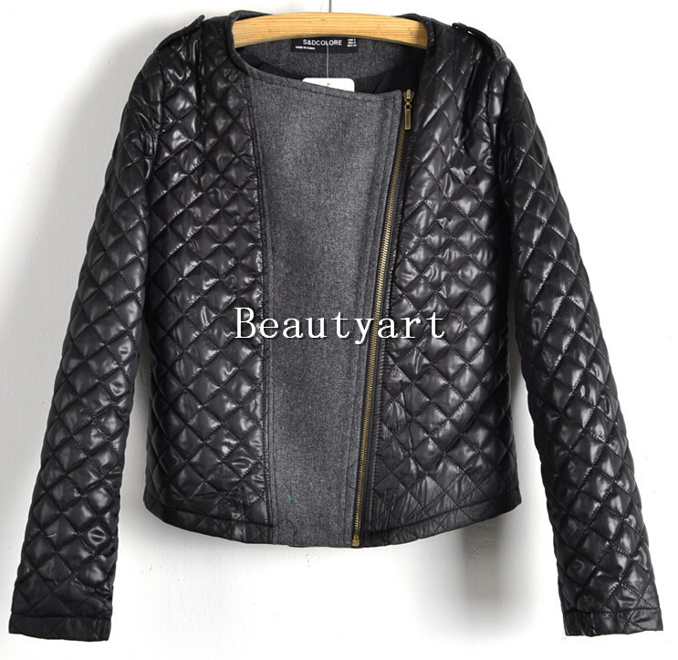 Womens Fashion Cool Long Sleeve Coat Quilted Asymmetric Zip Jacket