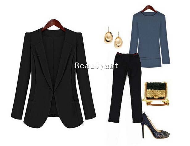women jacket fashion blazer slim suit outerwear candy color one button coat
