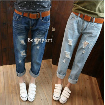 Celebrity Style Ripped Destroyed Torn Skinny Leg ladies Pencil jeans Pants