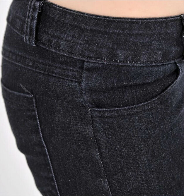 Sexy Low Waist Zipper Skinny Vintage Slim Bow Cotton Pencil Pants demin jeans JH-KZ-044