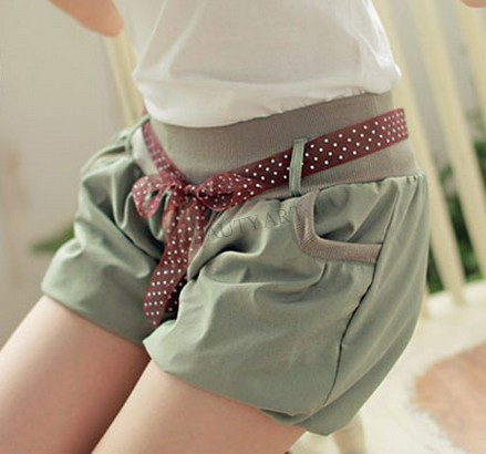 2014 new bowknot solid chiffon mini shorts casual summer thin candy color