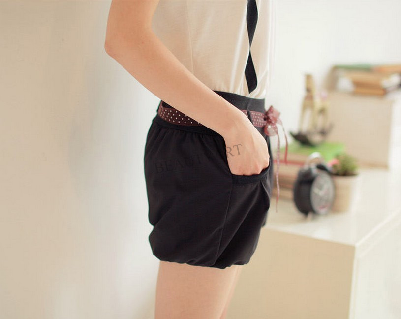 2014 new bowknot solid chiffon mini shorts casual summer thin candy color