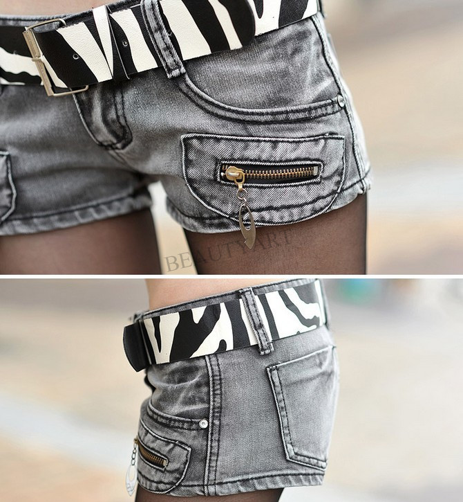 2014 New Korean trendy double zipper fashion jeans pants ladies all-match shorts pants