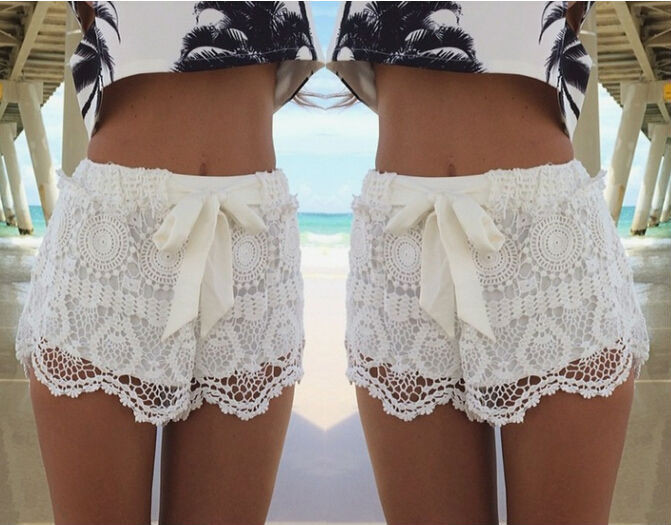 FASHION Milla Crochet Lace Shorts white for women short JH-KZ-043