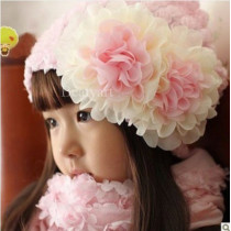 beautiful flower cap Child hat baby lace hat pullover piles of hat givlie gradient flower hat JH-HT-010