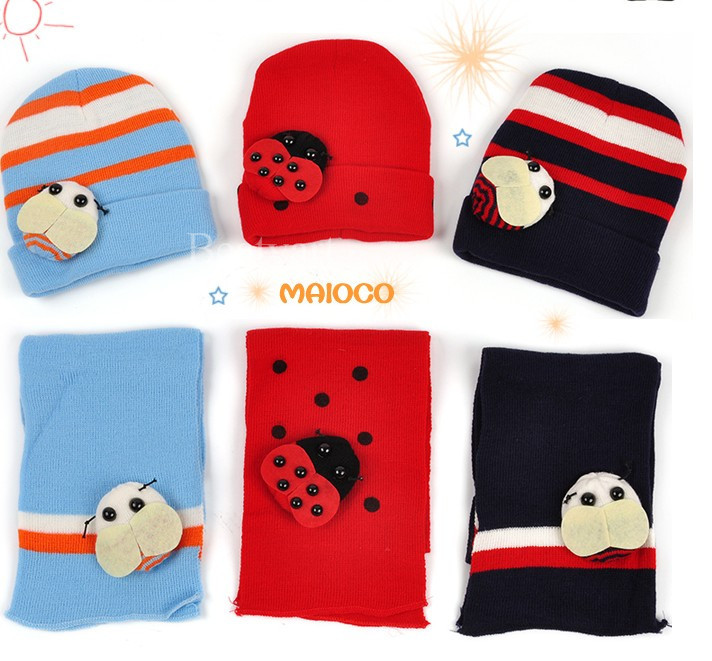 baby hat cap scarf twinset Cotton Beatles hat children hat+scarf Toddler animal JH-HT-011