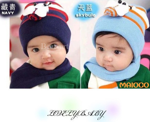 baby hat cap scarf twinset Cotton Beatles hat children hat+scarf Toddler animal JH-HT-011