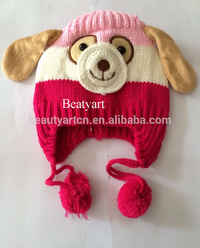 nimal dog shaped crochet baby hats caps kids boy girl winter caps for children to keep warm JH-HT-007