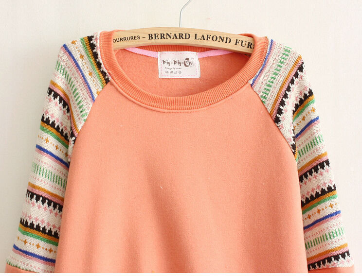 2014 new autumn and winter South Korea version cashmere t-shirt embroidery knitting sweater ladies fleece hoody