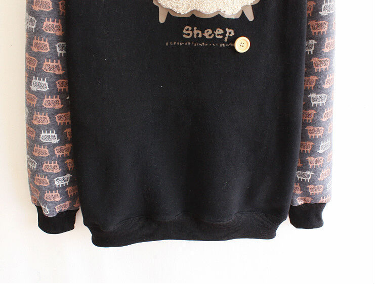 The Korean version sheep hoody cashmere sweater T-shirts embroidered women's sweater