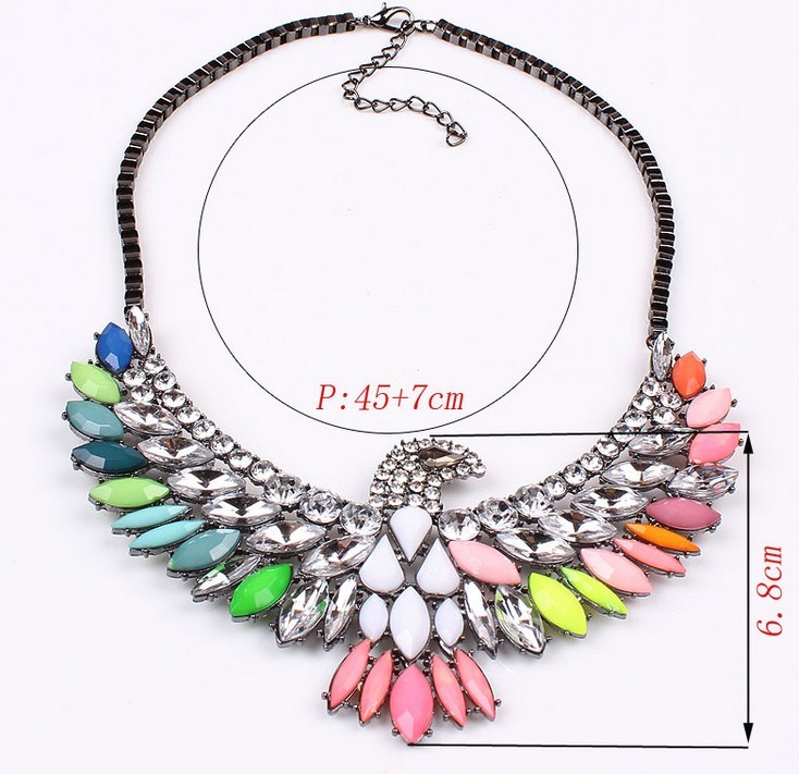 Women Luxury Costume Fashion Chunky Necklaces & Pendants Chokers Crystal birds Gorgeous Statement jewelry