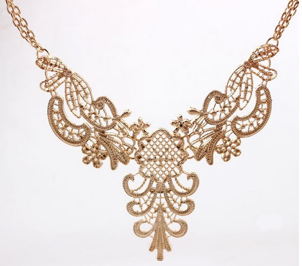 Fashion Jewelry Luxury Charming Style Gold flower Alloy Bling Pendant Necklaces