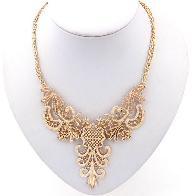 Fashion Jewelry Luxury Charming Style Gold flower Alloy Bling Pendant Necklaces