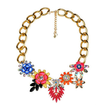 Flower retro exaggerated short statement Necklace For Women