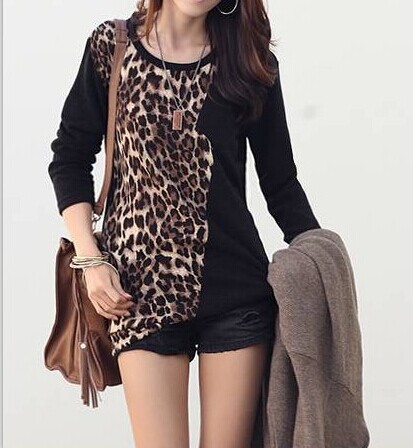 2014 spring and autumn Korean version women's leopard Blouse long sleeve T-shirt bottoming shirt tops