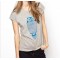 2014 new European and American style popular Grey Owl printed T-Shirt Tees women blouse new arrival tops