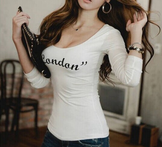 2014 New Sexy slim long-sleeve shirt women basic top women Party Fashion t-shirt women tops