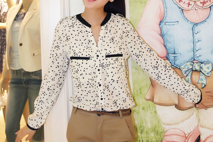 2014 New Arrival Sexy Leopard Print Summer long sleeve Shirt Top Button Down Blouse drop ship