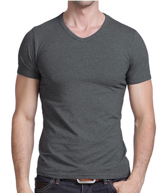 GentleMen Slim Fit V-Neck Short Sleeve Bottoming Cotton Casual T-Shirt