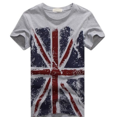 2014 Men's T Shirt Flag Pattern O-neck Casual Short-Sleeve T-shirt for Male