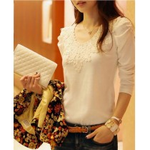 casual shirt lace tops cute elegant long sleeves blouses for lady hot sale
