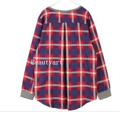 lady Long Sleeve plaid Bottoming Shirt pullover woman's sweater