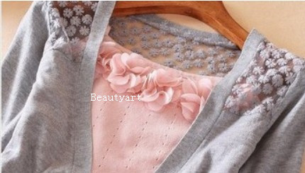 2014 Fashion Women Lace Sweet Crochet hollow out Knitwear Blouse Full sleeve Sweater Cardigan