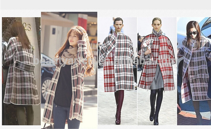 Fashion Plaid Pattern Winter Cardigan Knitted Sweater Women Casual coat JH-SW-058