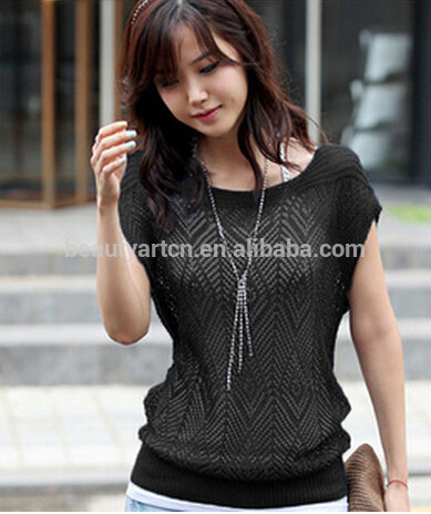 2014 new sweet candy 7 color sweater women loose Crochet knitted blouse wears batwing hollow pullover JH-SW-051