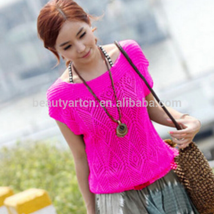 2014 new sweet candy 7 color sweater women loose Crochet knitted blouse wears batwing hollow pullover JH-SW-051
