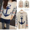 Vintage Women Stripe Navy Anchor Knit Sweaters Pullover Jumper JH-SW-065