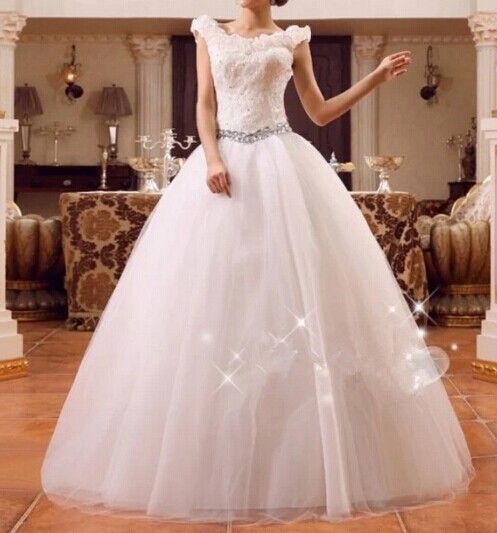 newest women fashion sexy beadings back lace up korean style gown wedding dresses