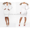 2014 New Europe and the United States shoulder with fur dress slim sexy and elegant party dress