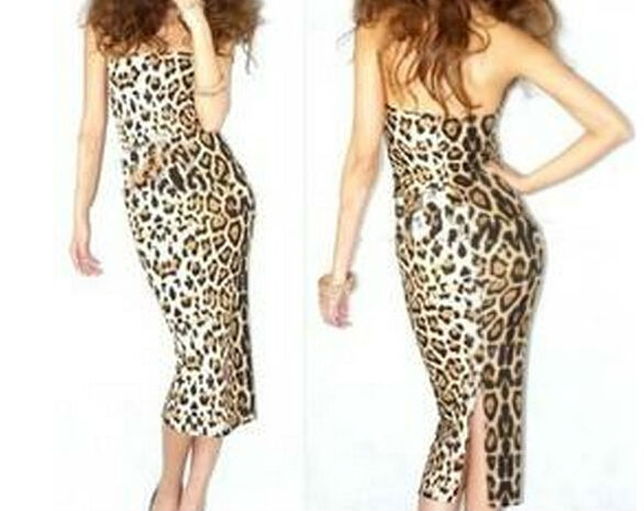 2014 new trendy leopard print dress slim package hip dress sexy party dress