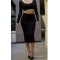 New 2014 Hot girl eveing novelty vestidos Black High Waisted Cropped 2 Piece Casual Bodycon Dress