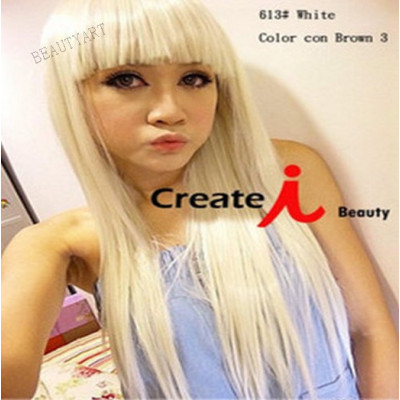 LADY GAGA blonde half long straight synthetic party cos wig Cosplay Wigs JH-JF-001